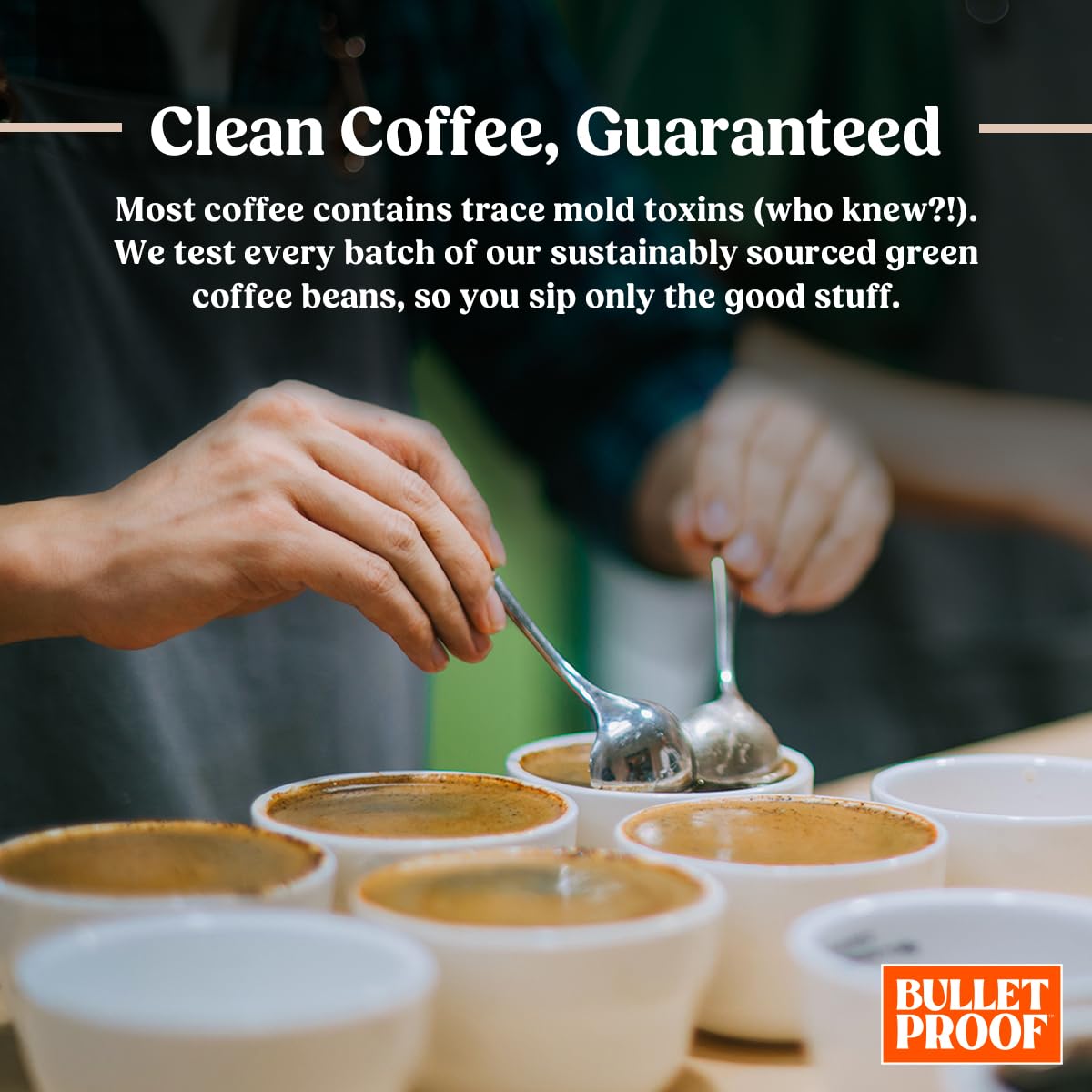 Bulletproof Original Decaf toxin-testing label indicates extra safety checks