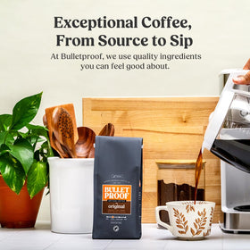 Bulletproof Original coffee beans close-up highlighting rich oils and texture