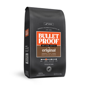 Bulletproof Original Medium Roast 12oz bag, inviting aroma for morning routines.