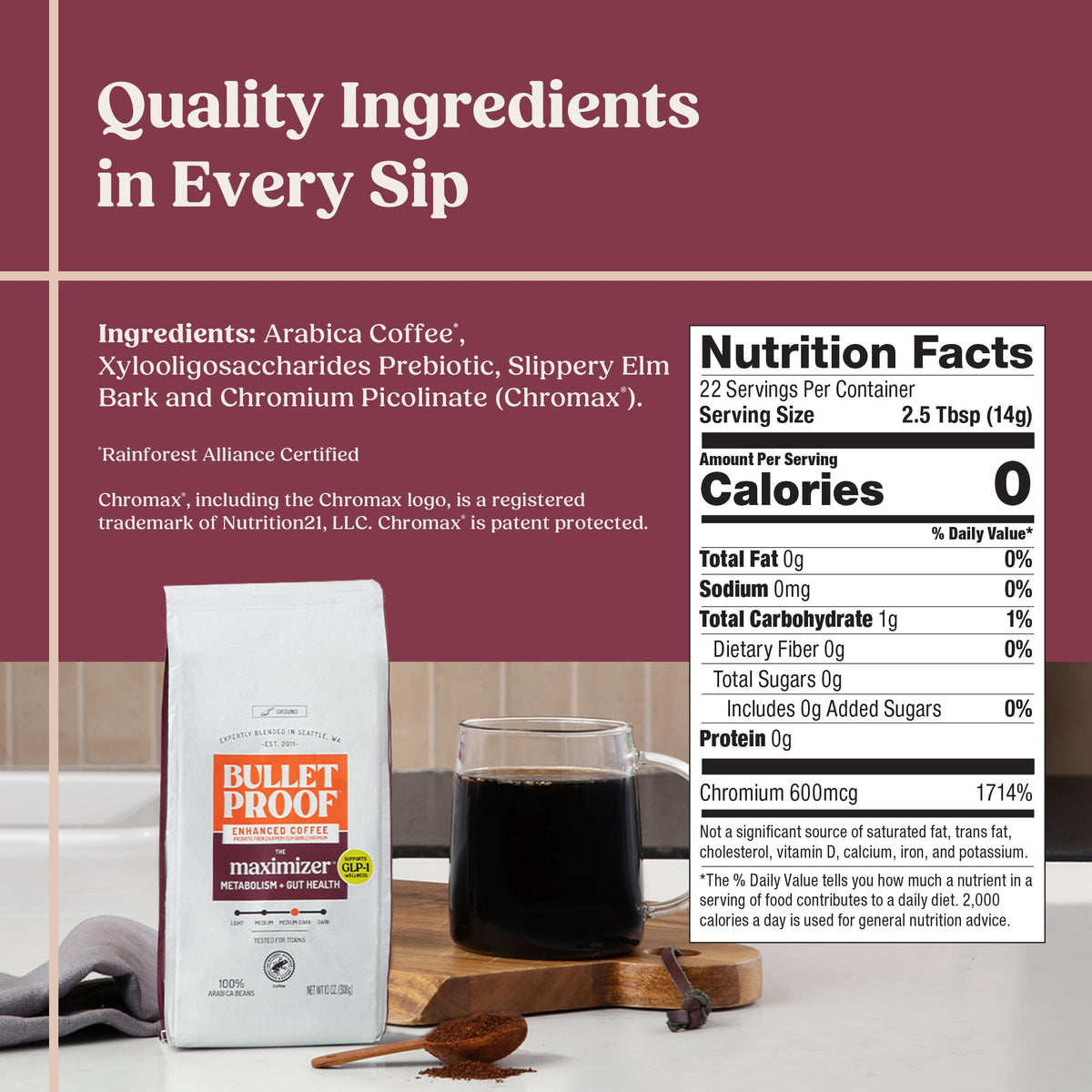 Bulletproof sustainably sourced small farms emphasize ethical coffee origins