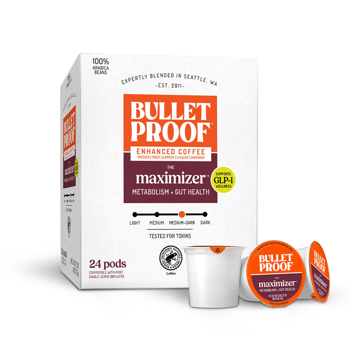 Bulletproof The Maximizer box of 24 coffee pods for quick daily use.