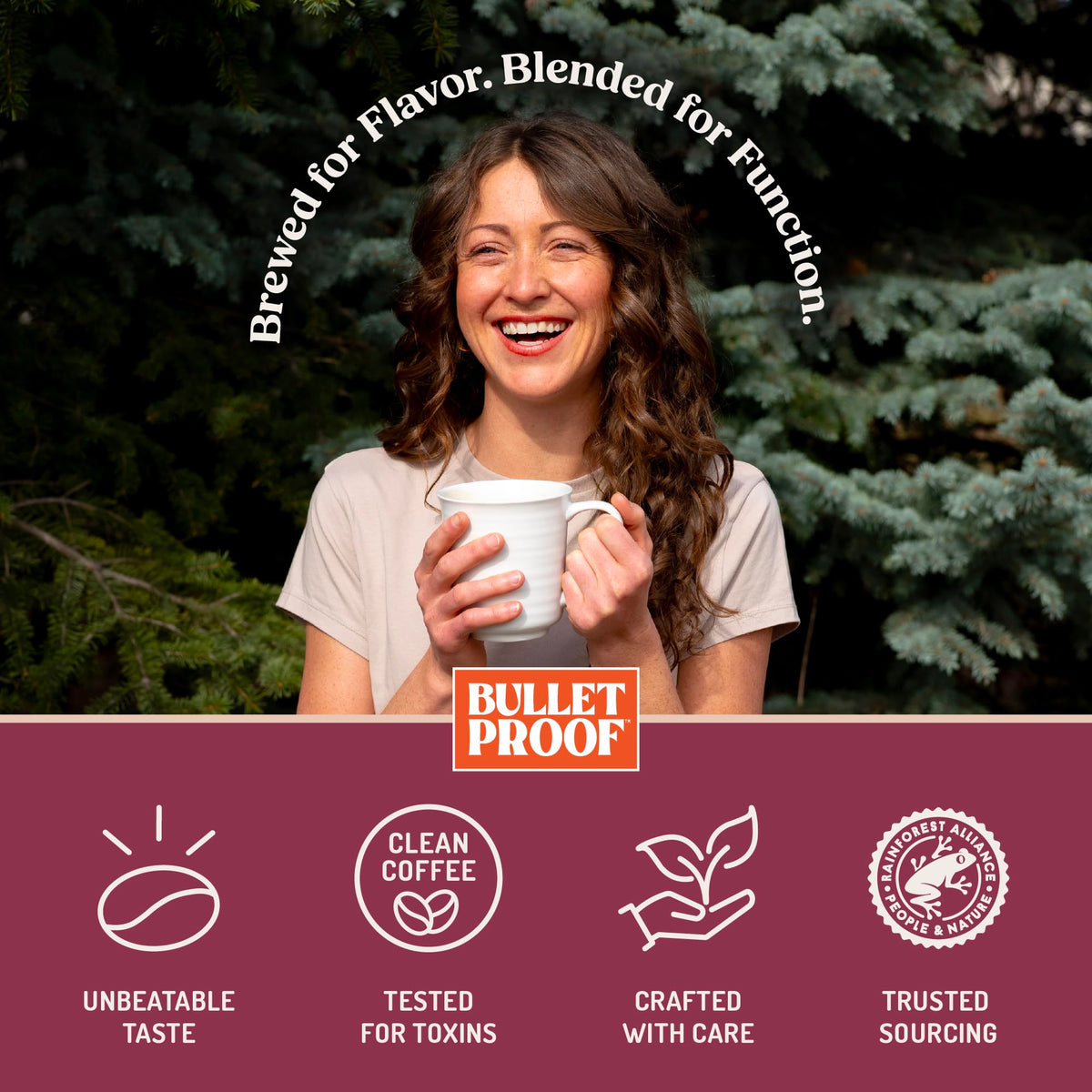 Steaming cup of Maximizer coffee with inviting aroma.