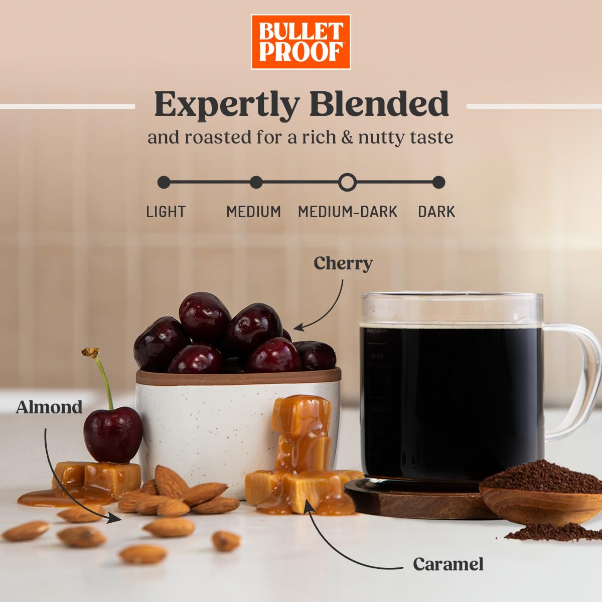 Bulletproof The Mentalist aroma highlighting cherry notes for a vibrant cup.