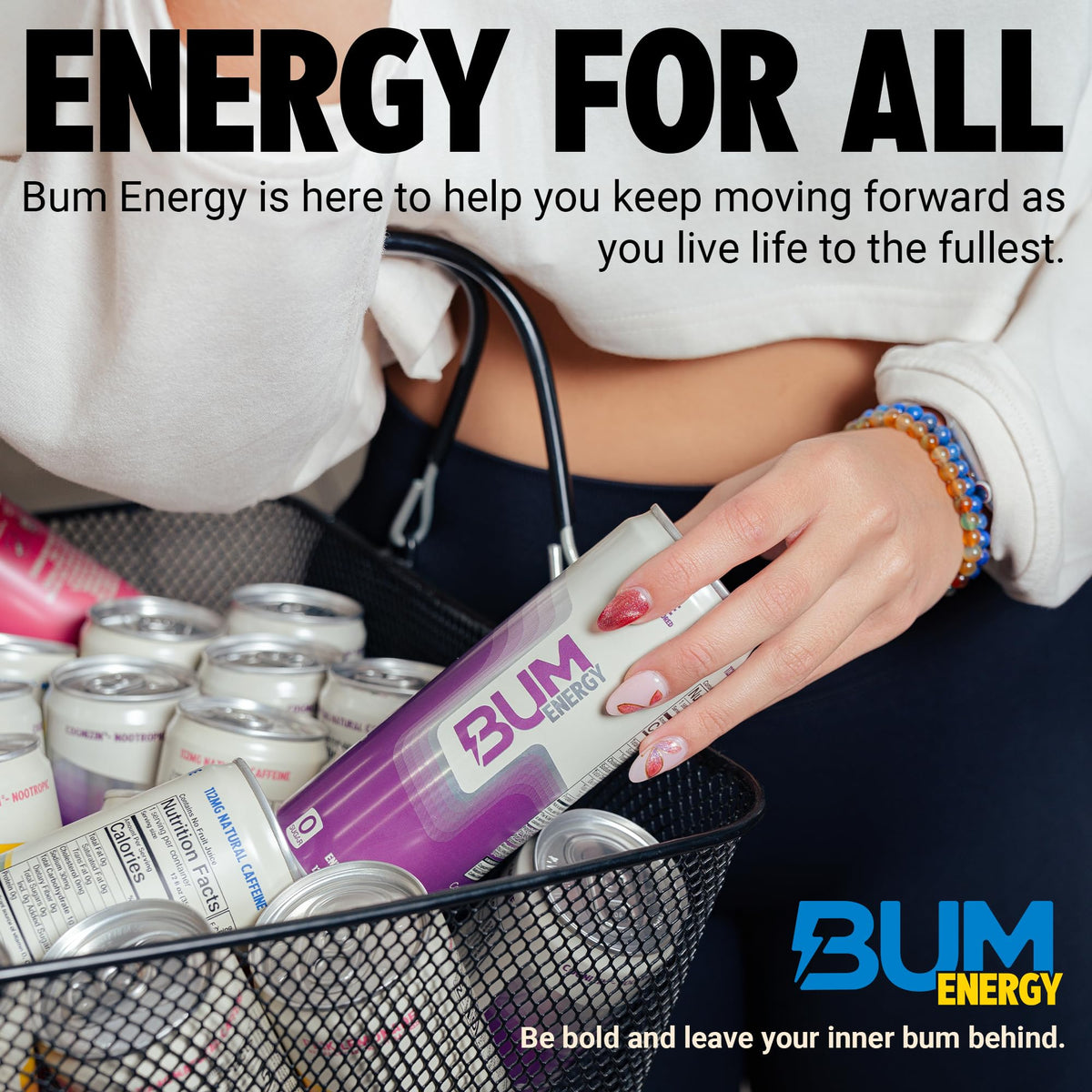 Bum Energy Blueberry Lemonade can delivers caffeine and Cognizin for focus.