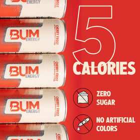 Bum Energy Cherry Frost can opened during workouts for quick energy and focus.