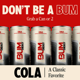 Bum Energy Cola 12-pack ready for on-the-go fueling.