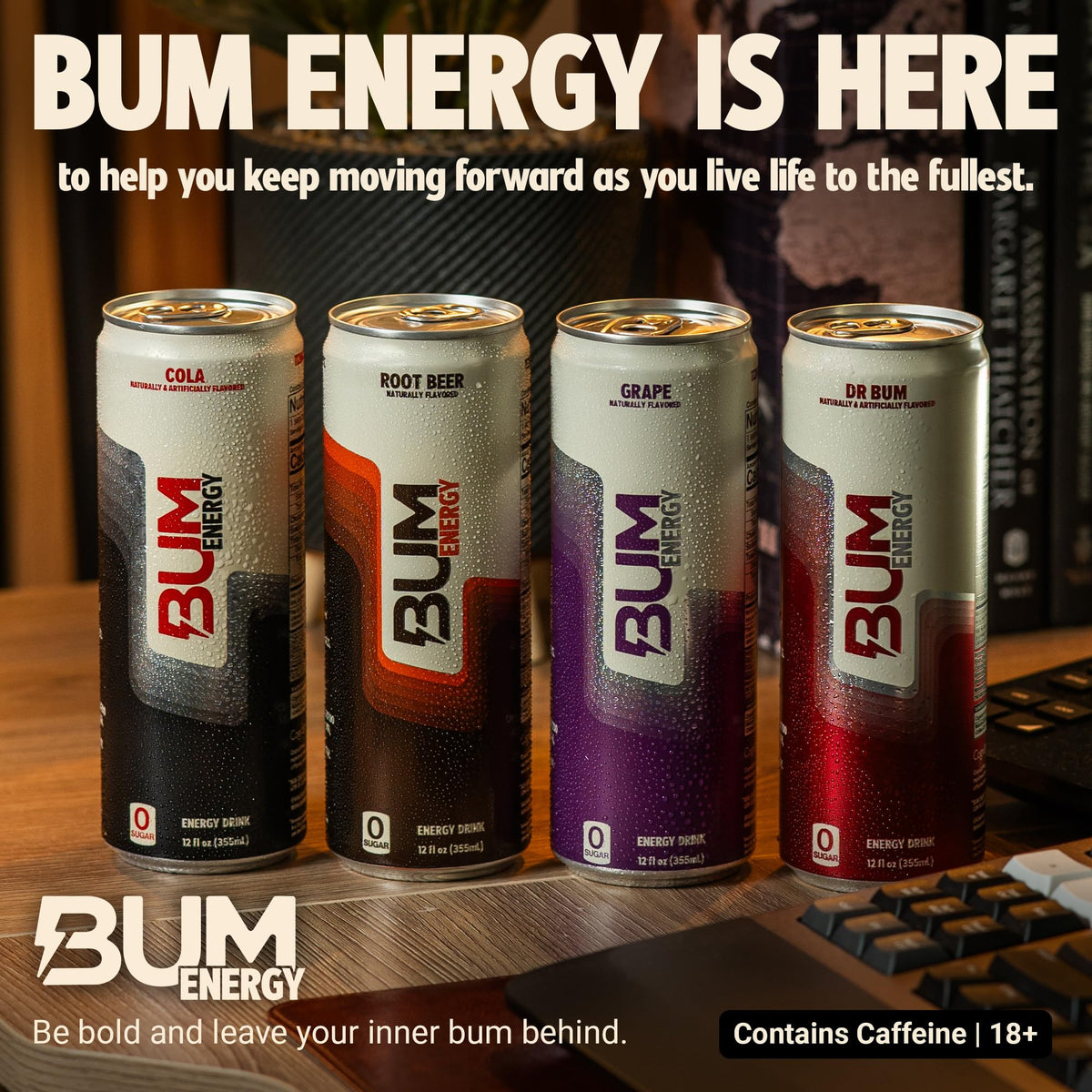 Bum Energy at a laptop desk supporting focused work sessions