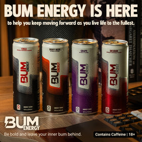Bum Energy at a laptop desk supporting focused work sessions