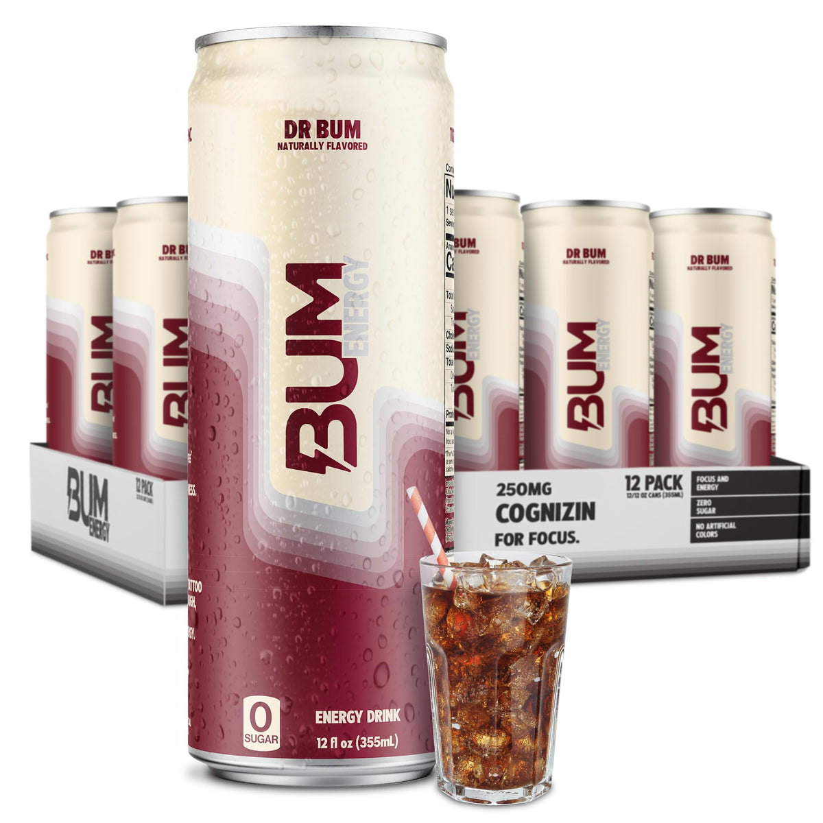 Bum Energy can in hand for a sugar-free energy boost during study