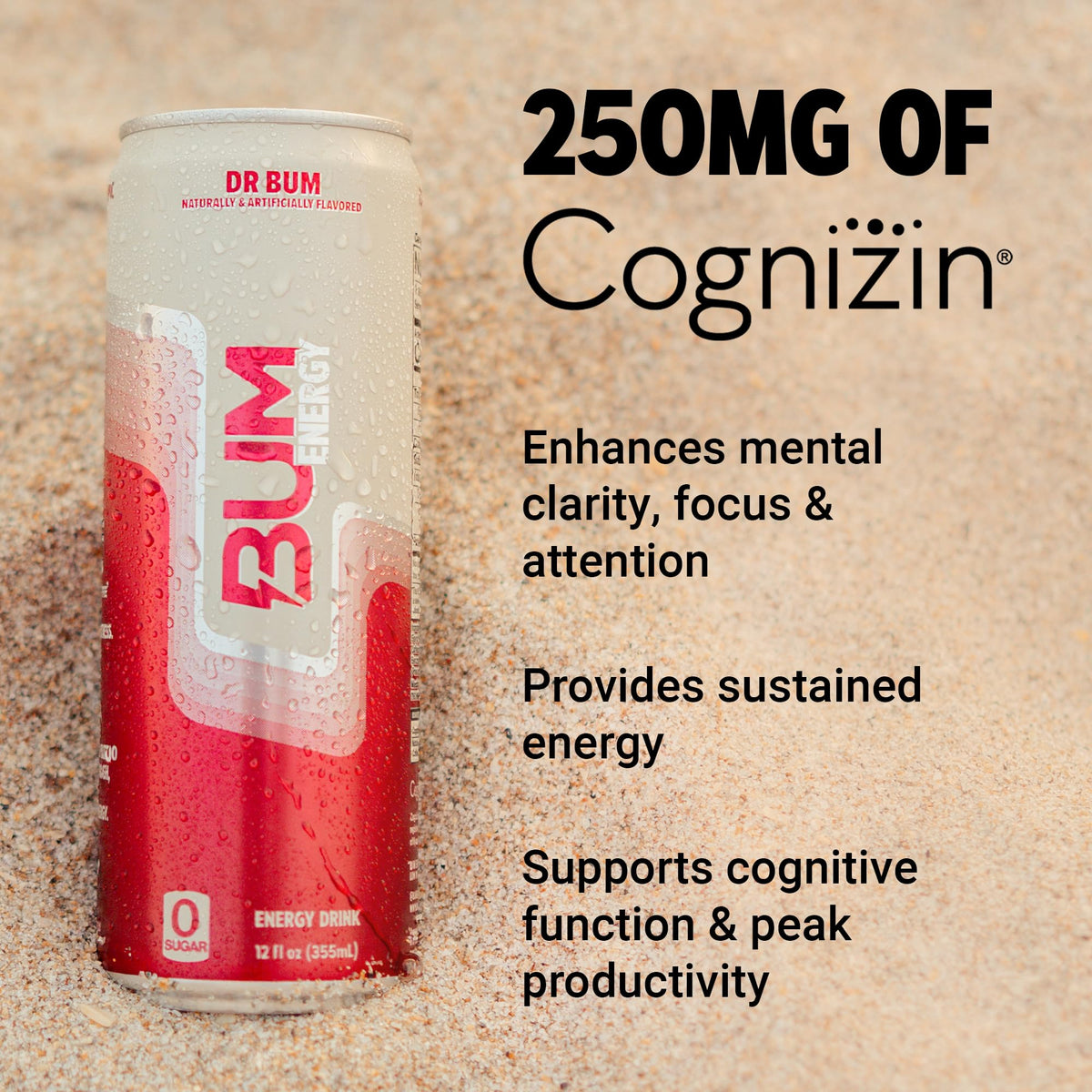 Bum Energy closeup of Cognizin ingredient on label