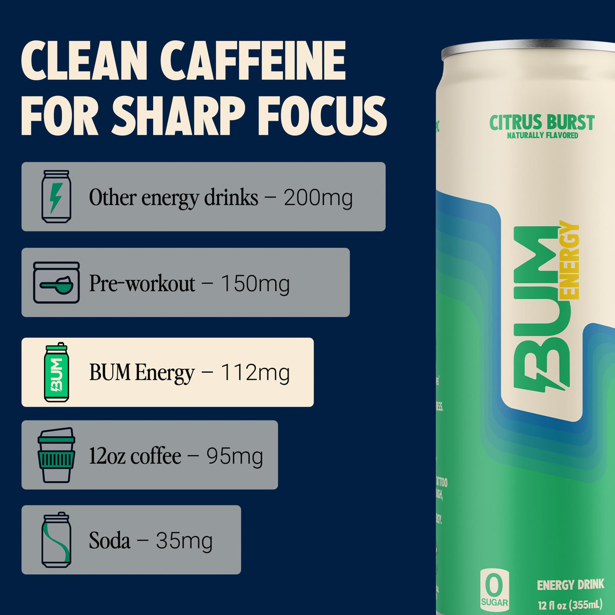 Bum Energy glass pour into a cup to show the lightly carbonated texture.