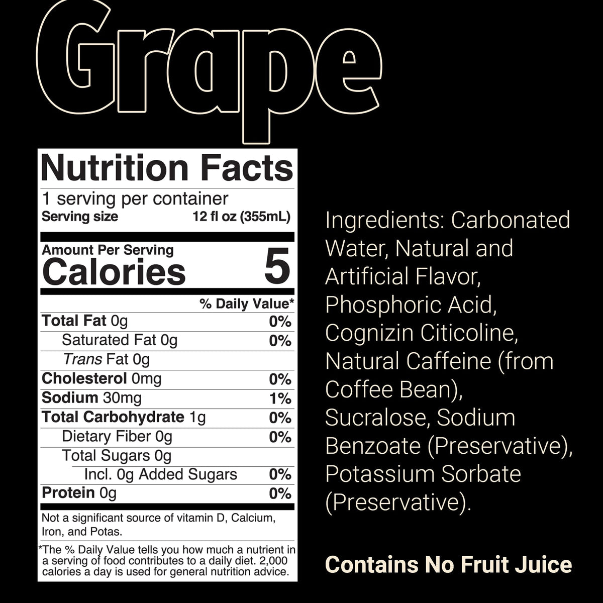 Glass with ice features Bum Energy Grape for refreshing grape flavor.