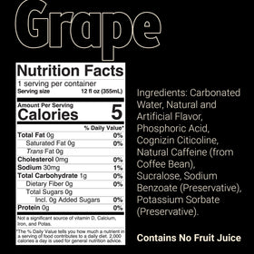 Glass with ice features Bum Energy Grape for refreshing grape flavor.