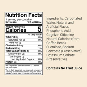 Bum Energy ingredients label highlighting caffeine and Cognizin