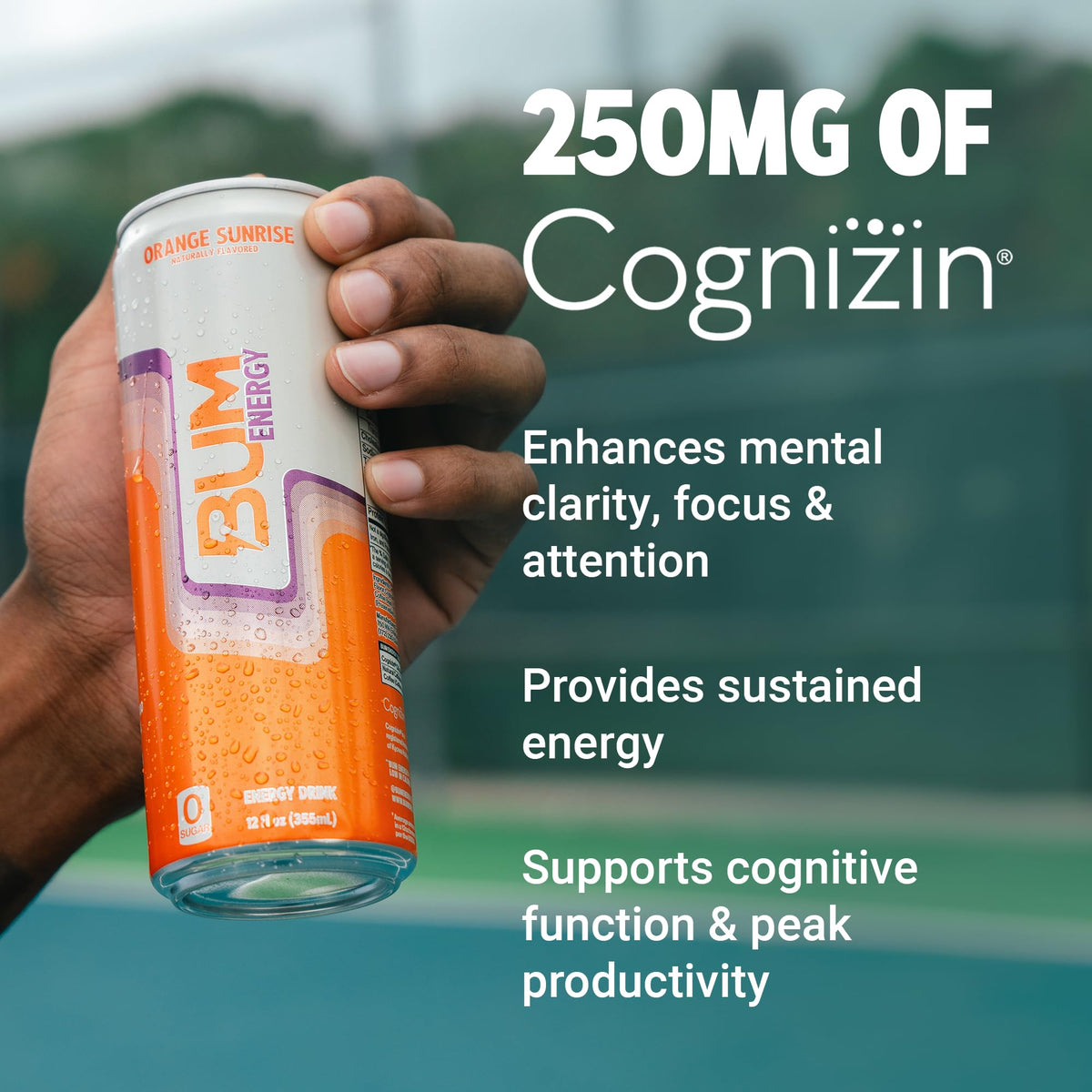 Bum Energy lightly carbonated bubbles convey a refreshing mouthfeel and gentle energy