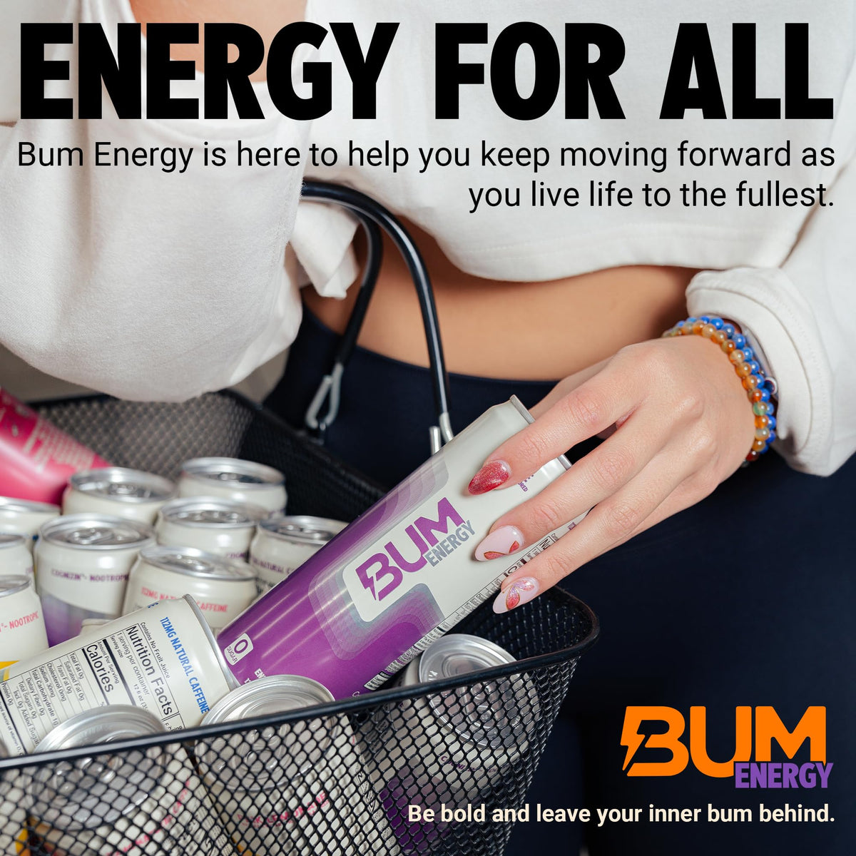 Bum Energy pack of 12 display shows value and convenience