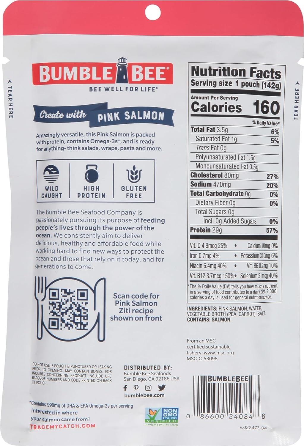Bumble Bee 5 oz pouch pack 12 for meal prep.