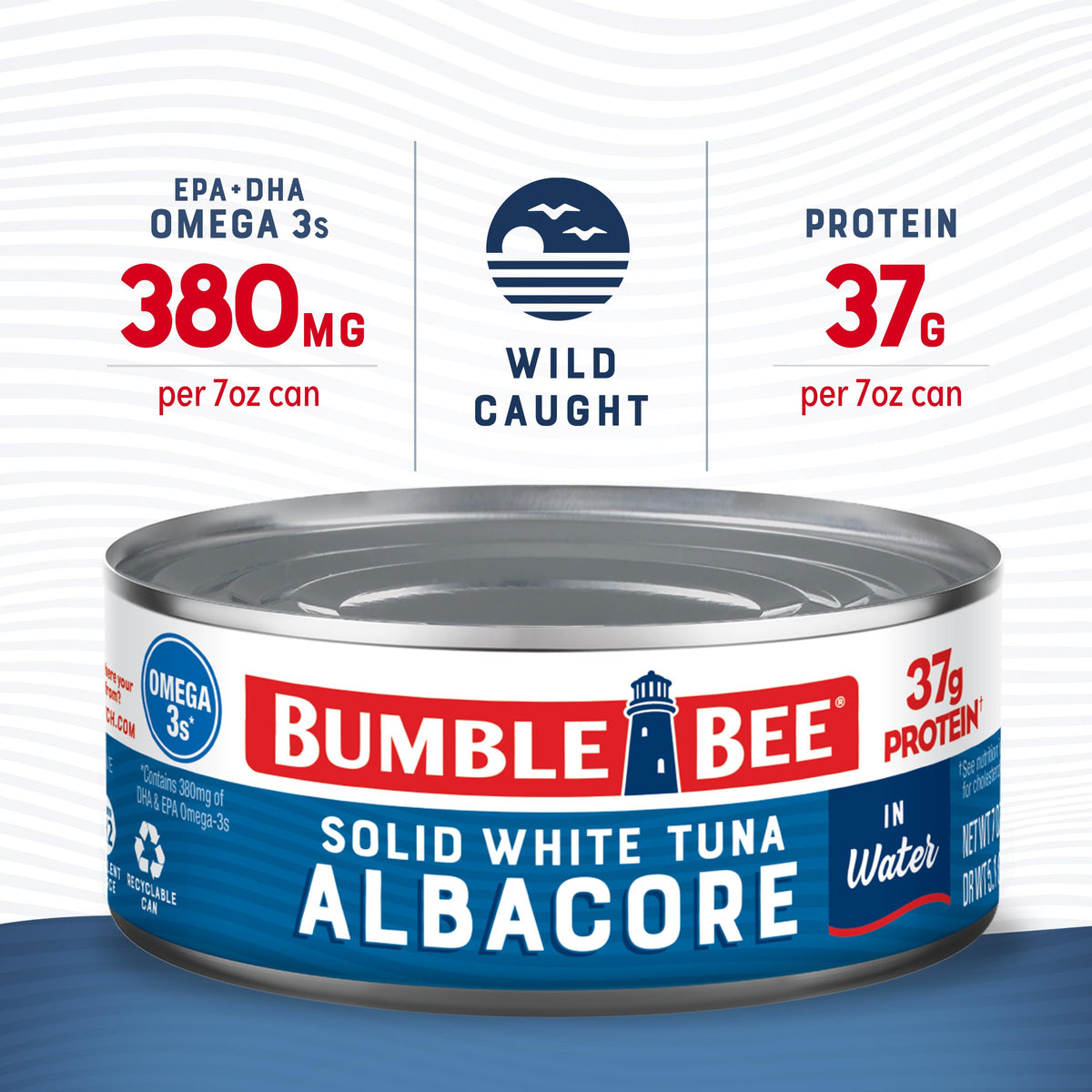 Bumble Bee albacore tuna in water with firm pieces, ideal for salads and bowls.