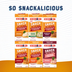 Bumble Bee chicken salad closeup reveals creamy texture and premium mix.