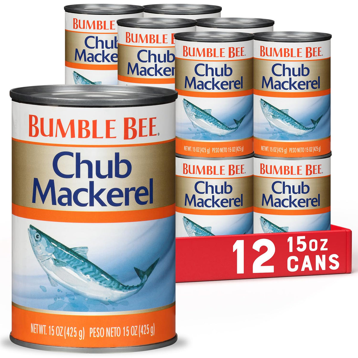 Bumble Bee Chub Mackerel 15oz can, a high-protein option for quick meals.