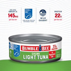 Bumble Bee Chunk Light Tuna in Oil texture visible for sandwiches and salads