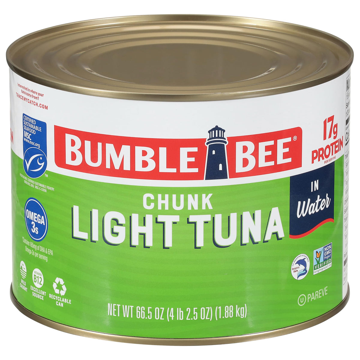 Bumble Bee Chunk Light Tuna in Water bulk can for lean protein in meals.