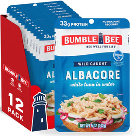 Bumble Bee chunk white albacore tuna in water pouch, ideal for on-the-go meals.