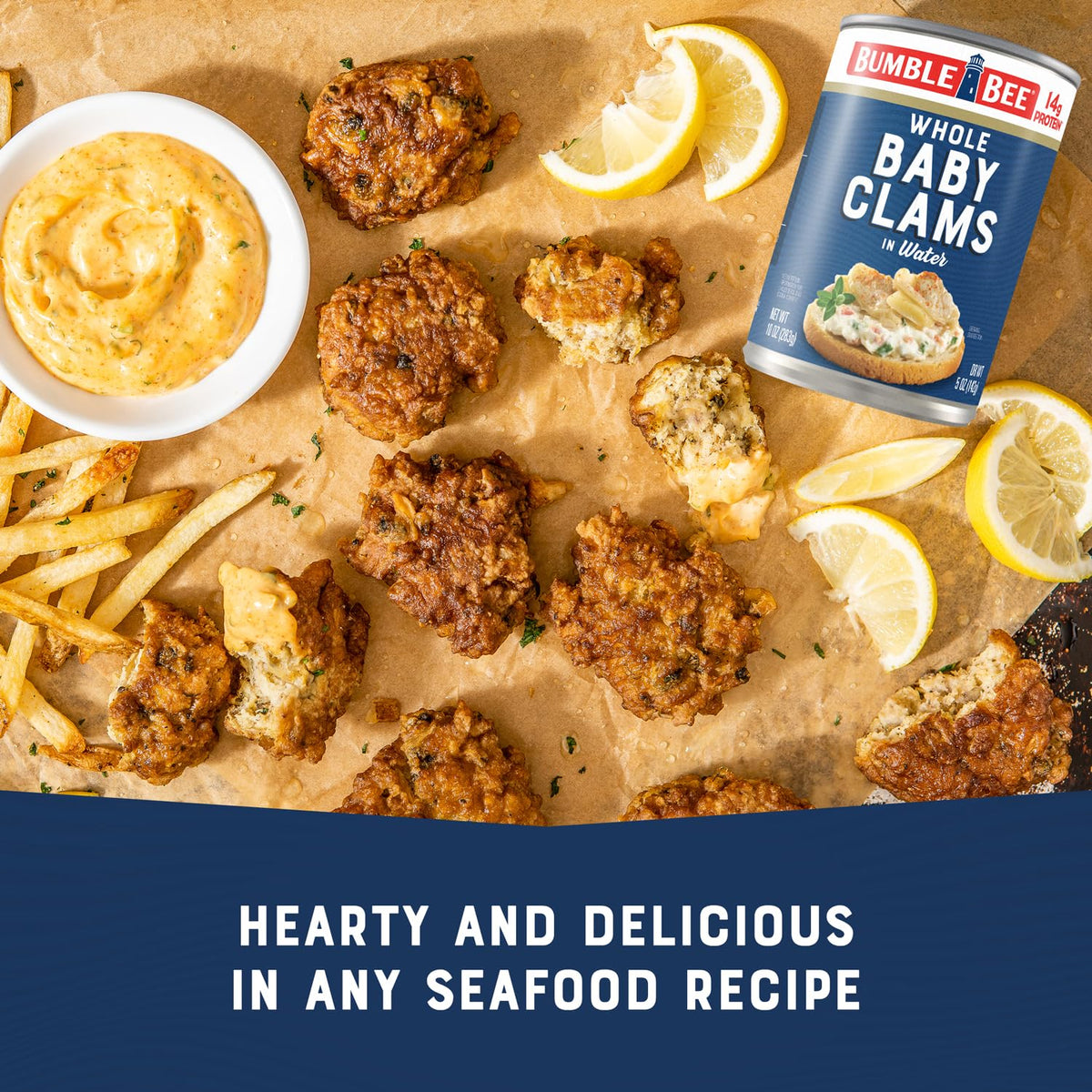 Bumble Bee Clams dip setup, suggesting simple hors d'oeuvres ideas.