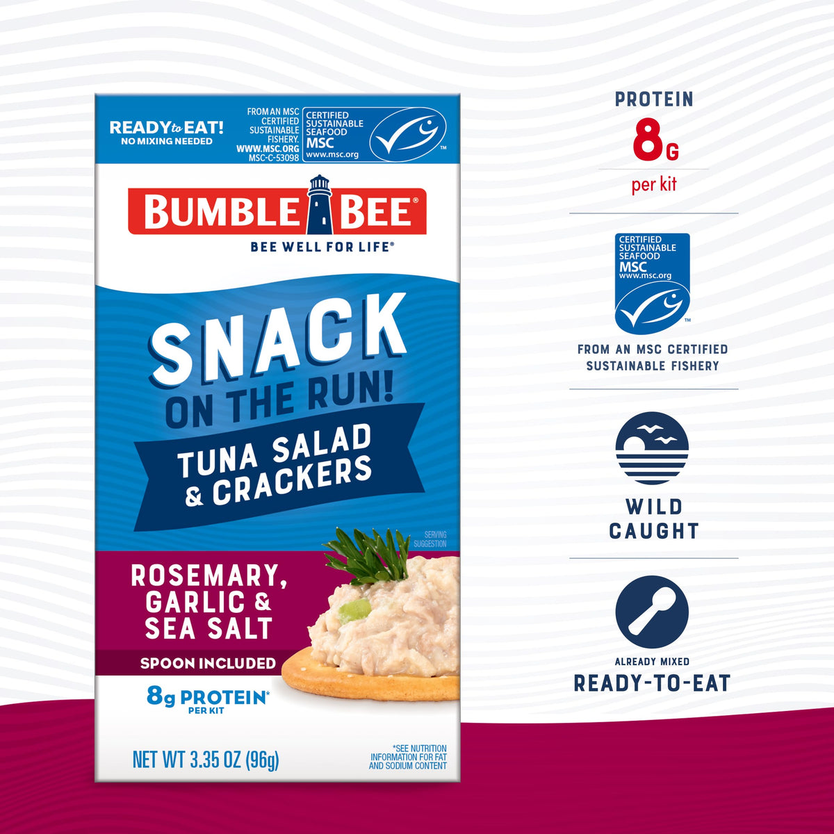 Bumble Bee crackers in the kit pair with tuna for a complete snack.