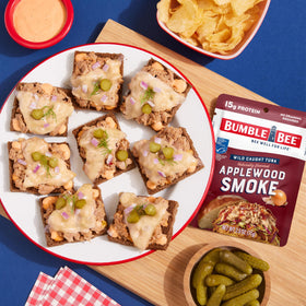 Bumble Bee tuna with dolphin-safe and MSC certification.