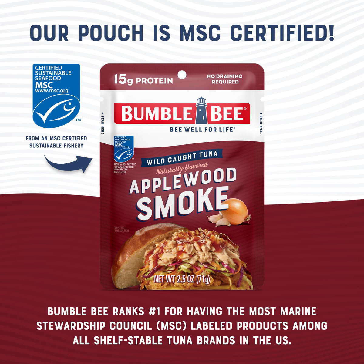 Bumble Bee garlic and onion seasoning enhances tuna.