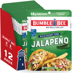 Bumble Bee jalapeno tuna pouch packaging shows portable protein for meals on the go