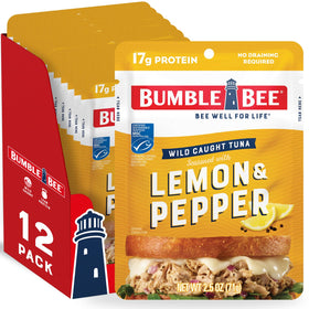 Bumble Bee Lemon & Pepper tuna pouch, ready-to-eat protein for lunch.