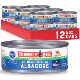 Bumble Bee low sodium white albacore tuna in water can for quick meals.