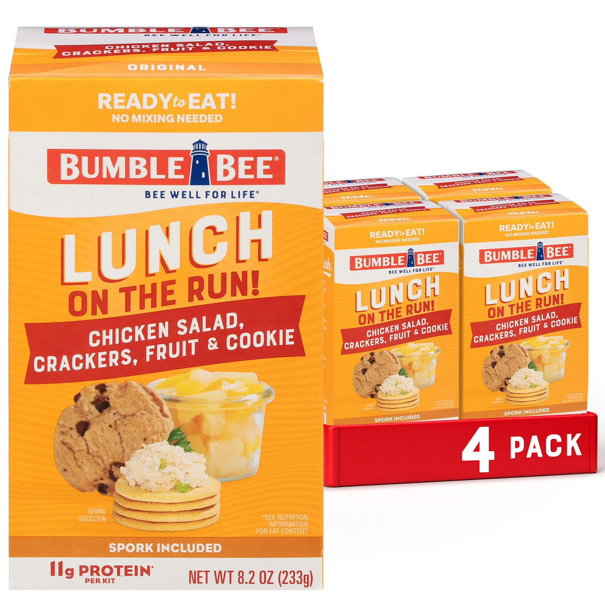 Bumble Bee Lunch on the Run kit with crackers box, ready to eat.