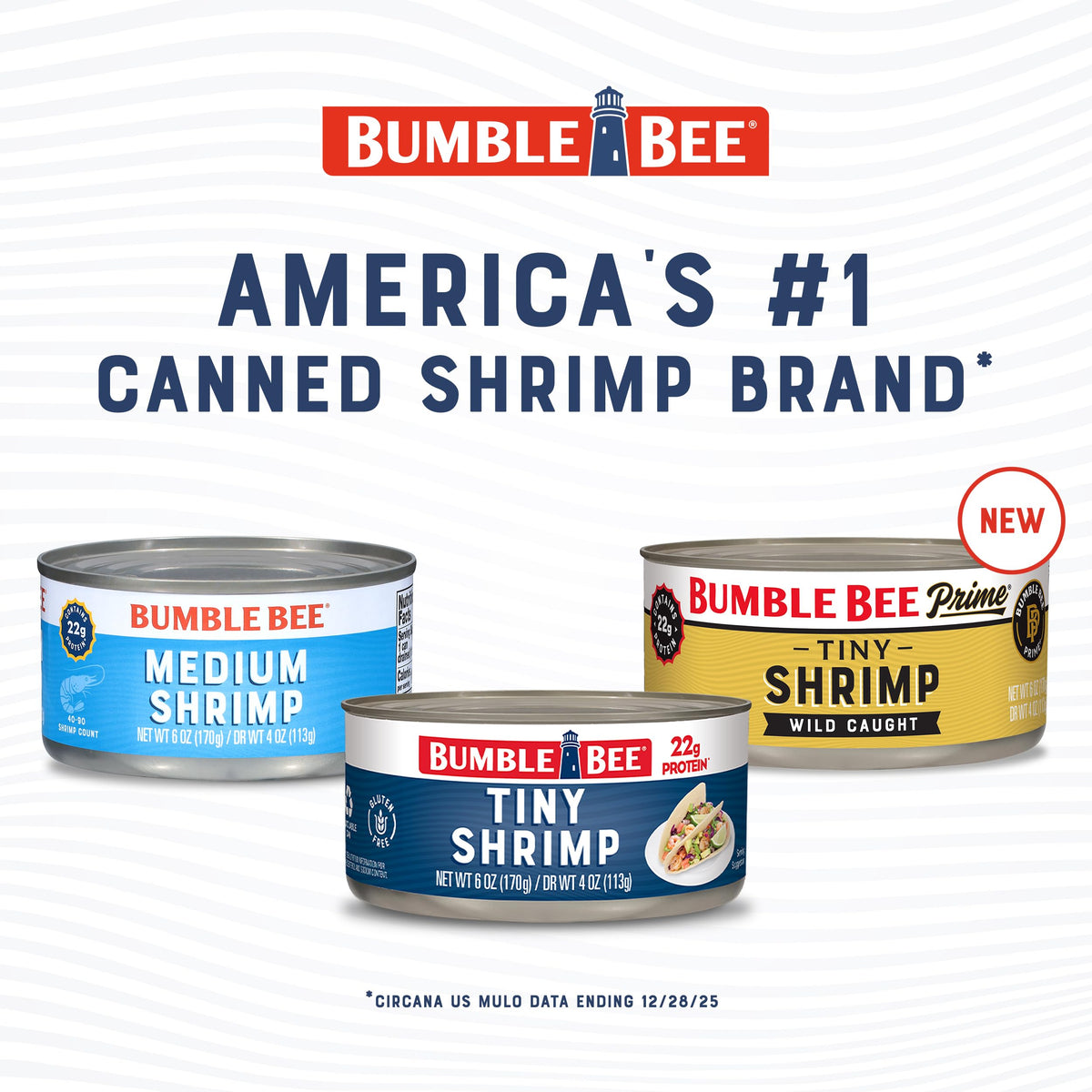 Bumble Bee Medium Shrimp drained to 4oz, ready to top salads.