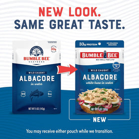 Bumble Bee tuna in water pouch, convenient source of DHA and EPA omega-3s.