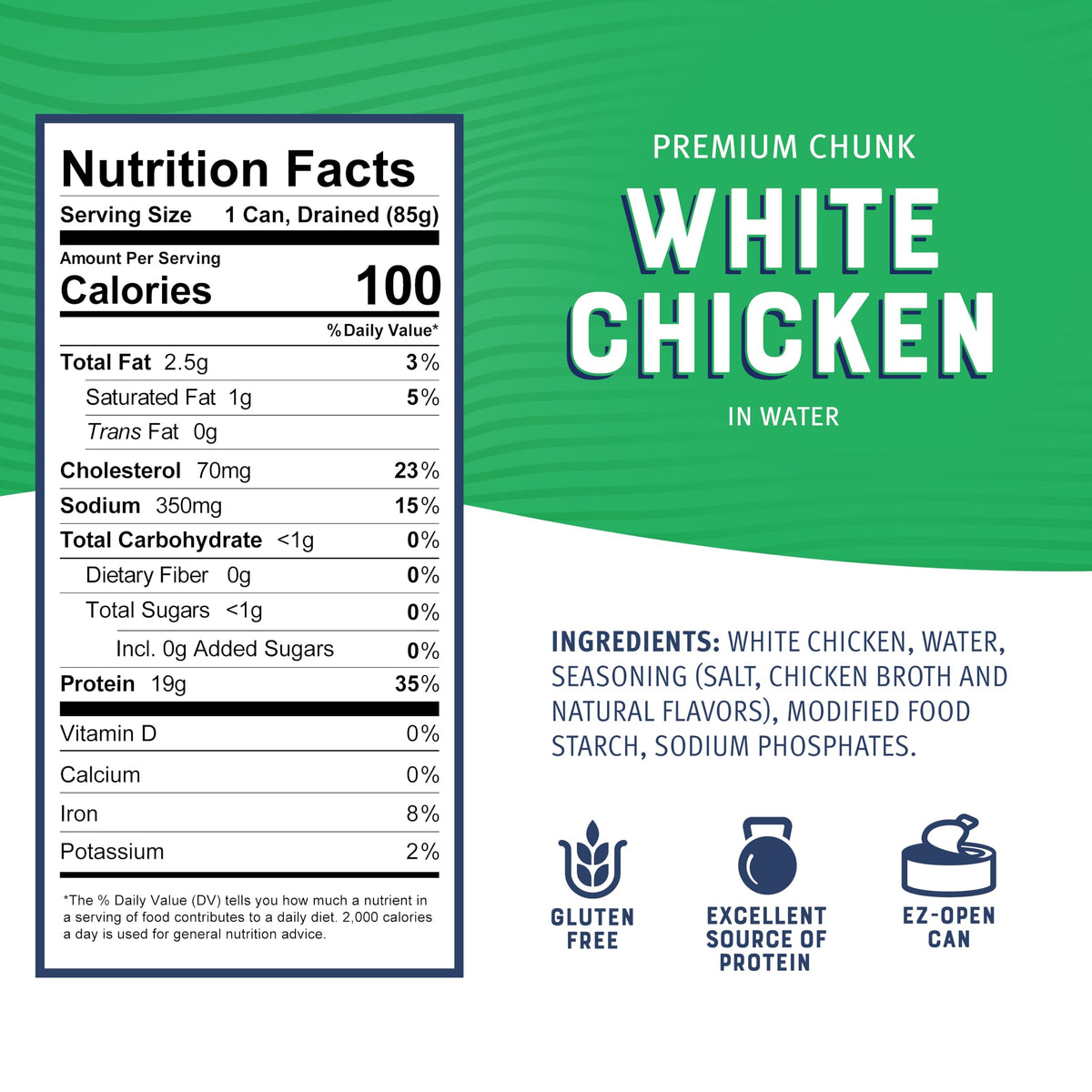 Opened Bumble Bee can of chicken breast in water, convenient protein for meals.