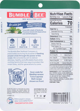 Bumble Bee pantry-friendly tuna pouch travels well for camping