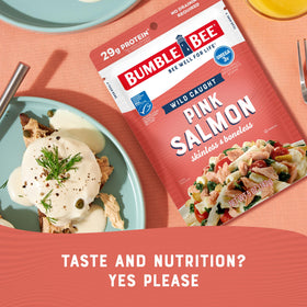 Bumble Bee wild caught pink salmon in a pouch for wraps.