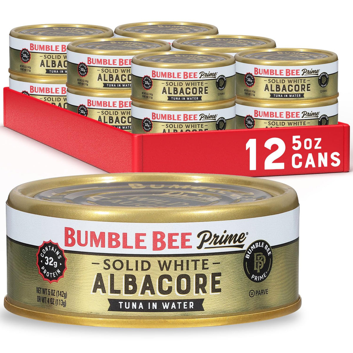 Bumble Bee Prime albacore tuna in water can for quick high-protein meals.
