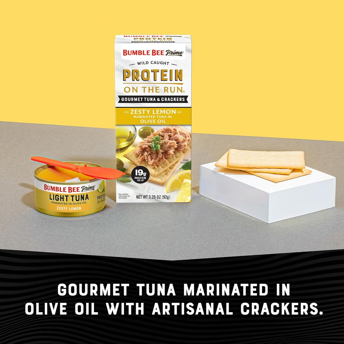 Packaging of Bumble Bee Prime transforms into a snack tray for on-the-go use.