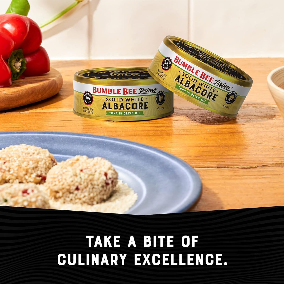 Bumble Bee Prime tuna cakes with dip, a versatile appetizer or main course.