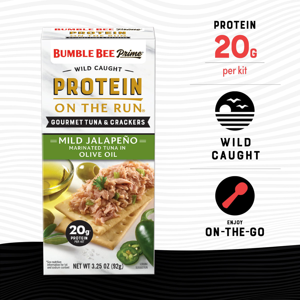 Bumble Bee Tuna Snack Kit crackers showcase olive oil crackers for a crunchy pairing.