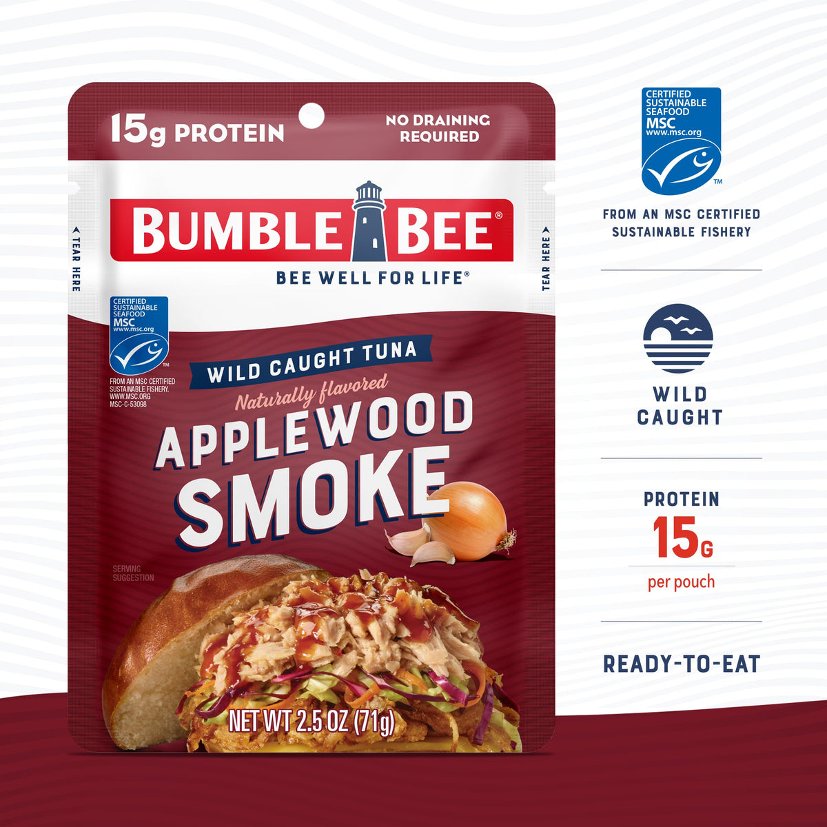 Bumble Bee ready-to-eat tuna pouch for on-the-go protein.