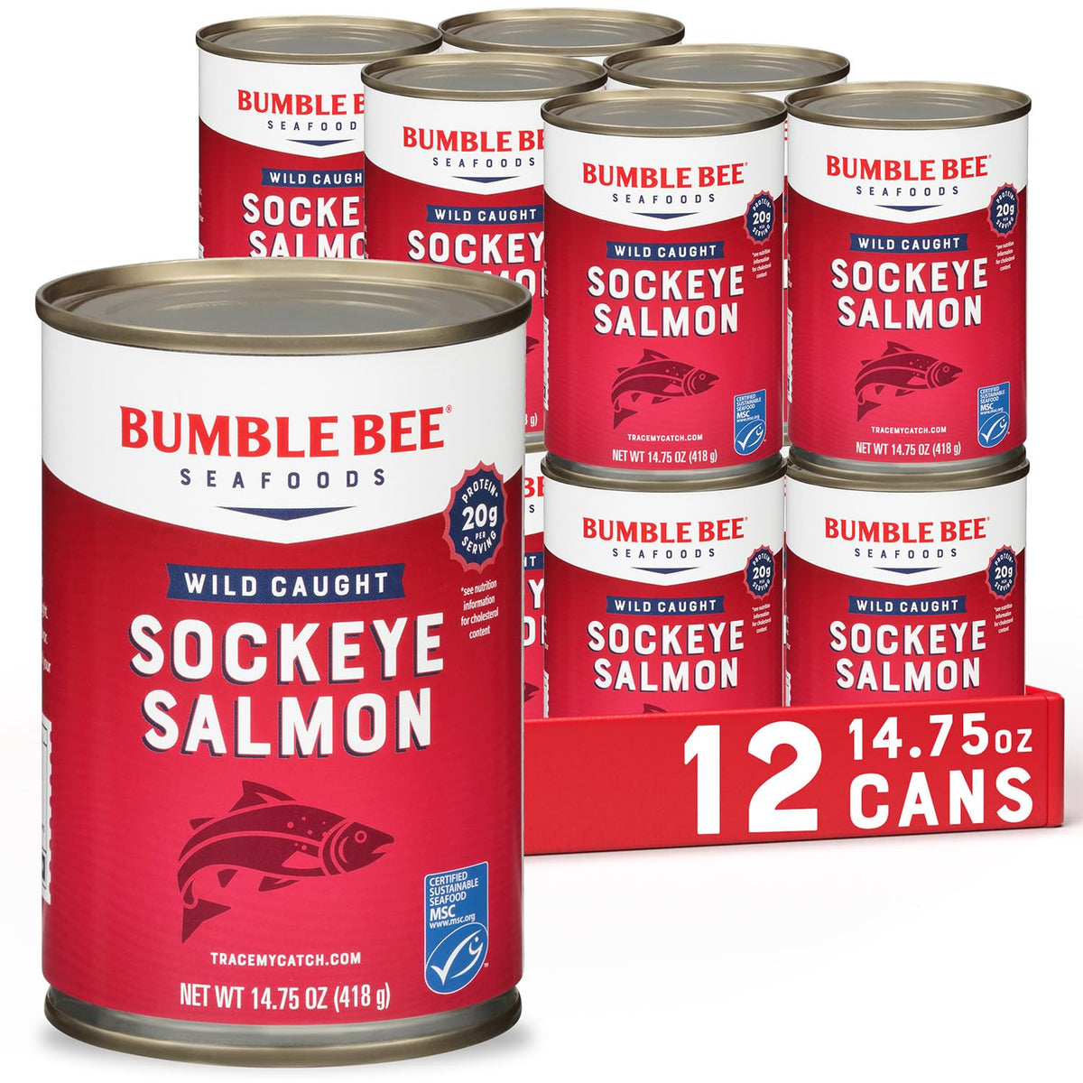 Bumble Bee red sockeye salmon cans pack-12, protein-rich pantry staple