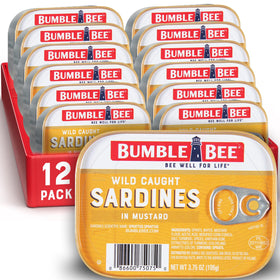 Bumble Bee sardines in mustard sauce tin — ready for a protein-packed snack.