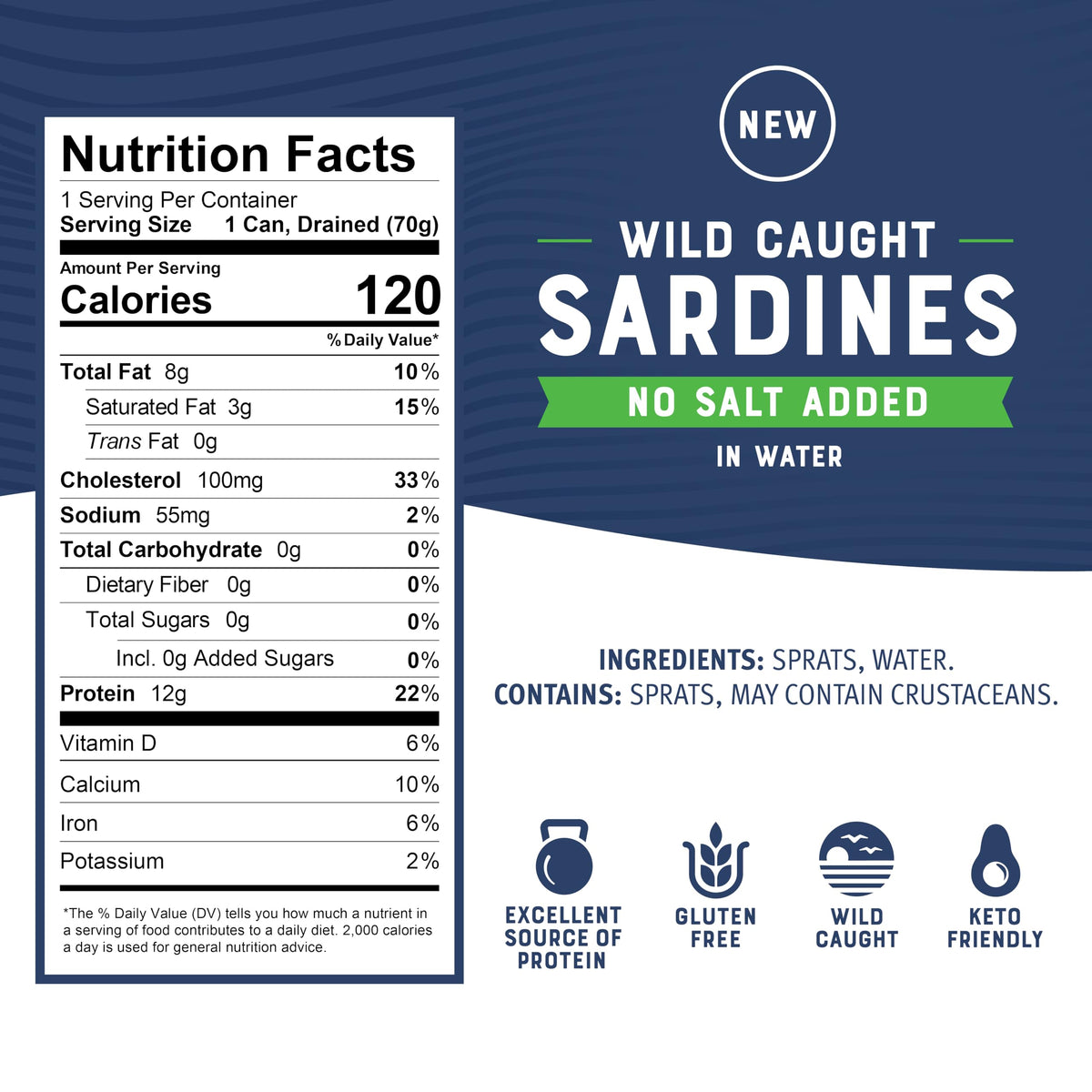 Bumble Bee sardines in water, no salt added, a ready-to-eat protein snack.