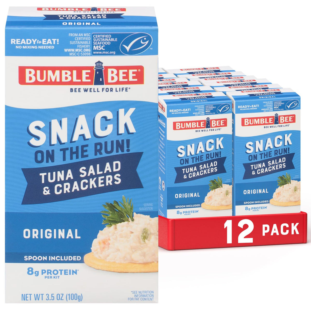 Bumble Bee Snack On The Run box with tuna salad and crackers for on-the-go meals.