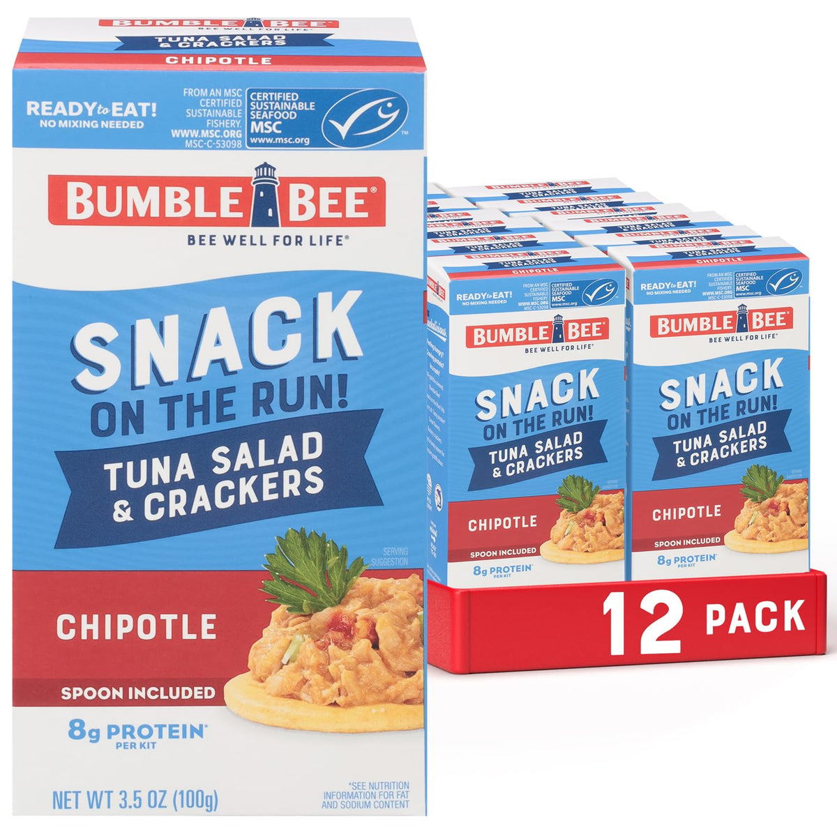 Bumble Bee Snack on the Run kit with chipotle tuna and crackers for on-the-go meals.